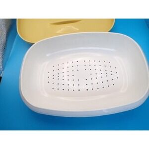 Vintage Tupperware Colander Steamer Strainer Bowl Yellow Lid Draining READ